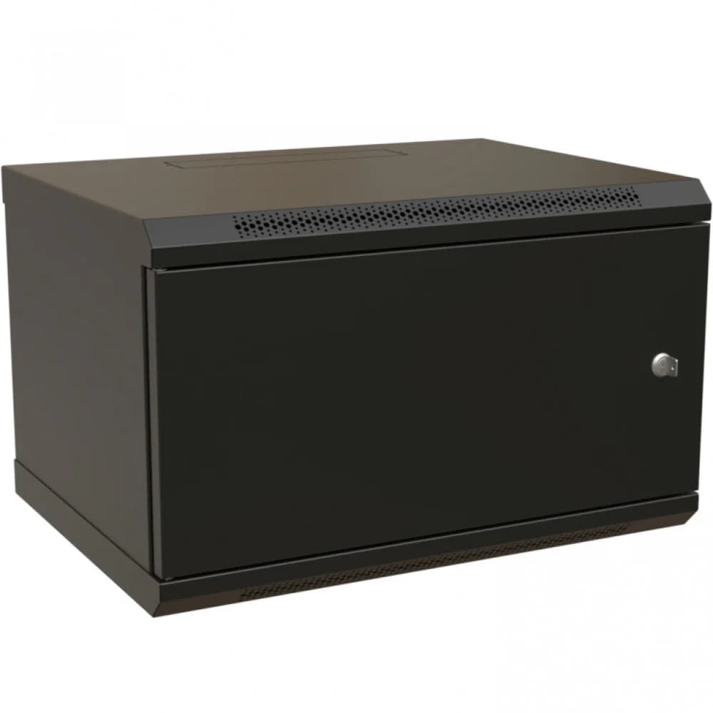WRline WR-TW-0666-SR-RAL9004 Шкаф настенный 19-дюймовый (19"), 6U, 367x600х600мм, цельнометаллическая дверь с замком, цвет черный (RAL 9004) (разобранный)