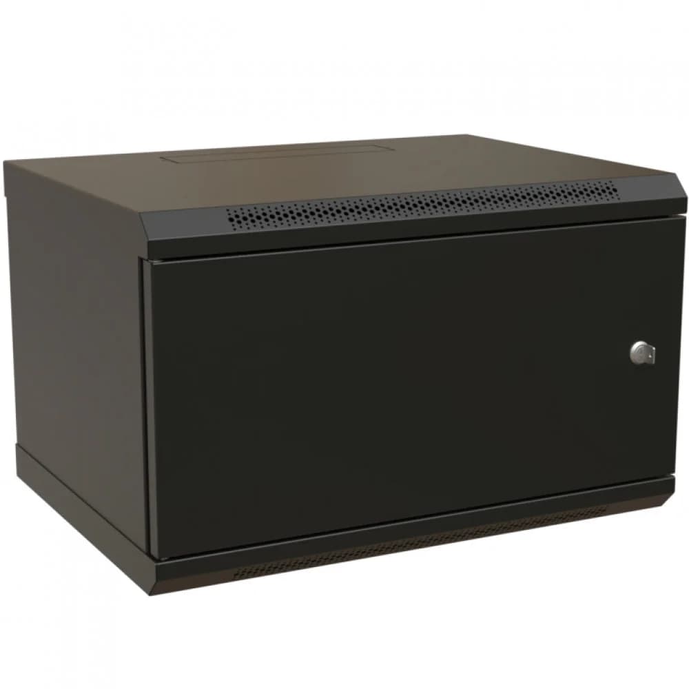 WRline WR-TW-0945-SR-RAL9004 Шкаф настенный 19-дюймовый (19"), 9U, 500x600х450мм, цельнометаллическая дверь с замком, цвет черный (RAL 9004) (разобранный)