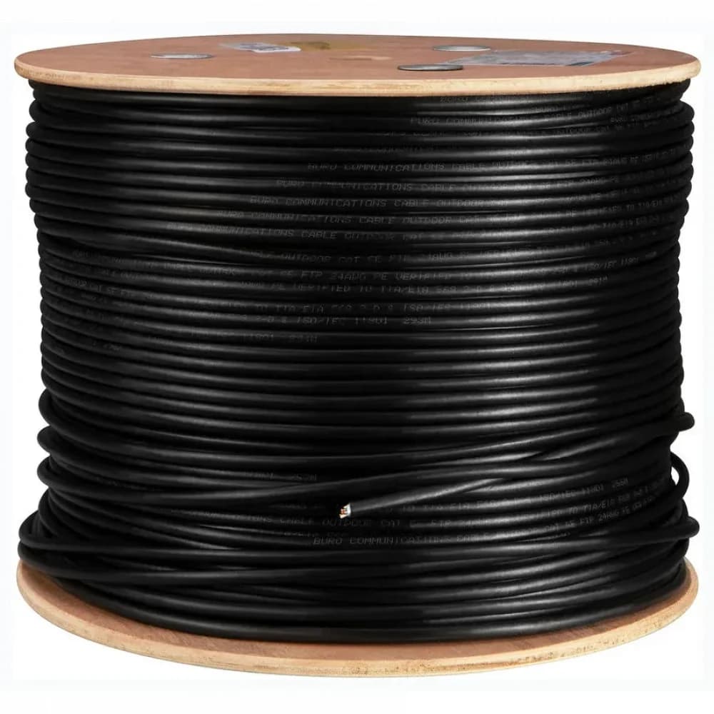 Кабель сетевой Buro UTP 4 пары cat5E solid 0.50мм Cu 305м черный стальной трос