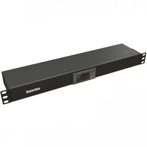 Панель Hyperline TMP-230V/2w-RAL9004 Микропроцессорная контрольная панель, 1U, для всех шкафов 19'', подключение до двух устройств, датчик температуры, кабель питания, цвет черный (RAL 9004)