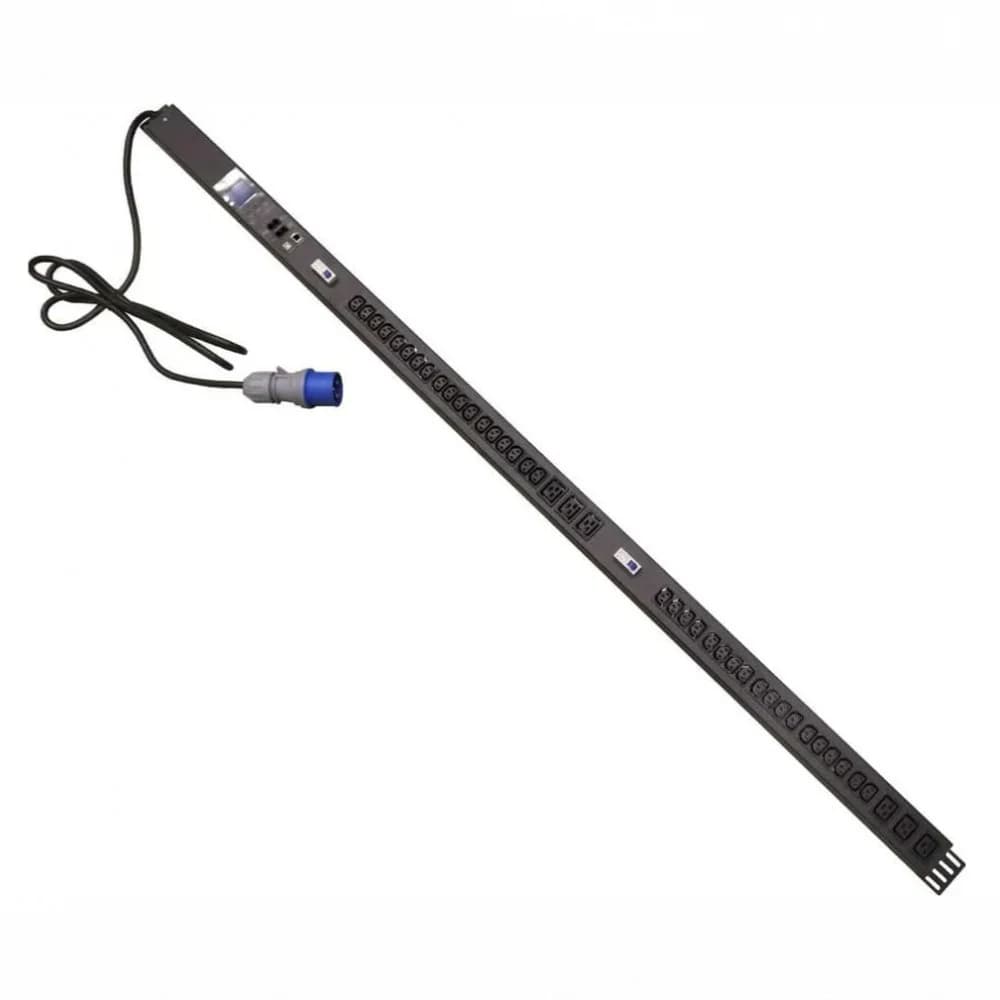 Блок распределения питания Lanmaster TWT-PDVMT1-6X36-32A верт.размещ. 6xC19 36xC13 с мониторингом 32A IEC 309 3м