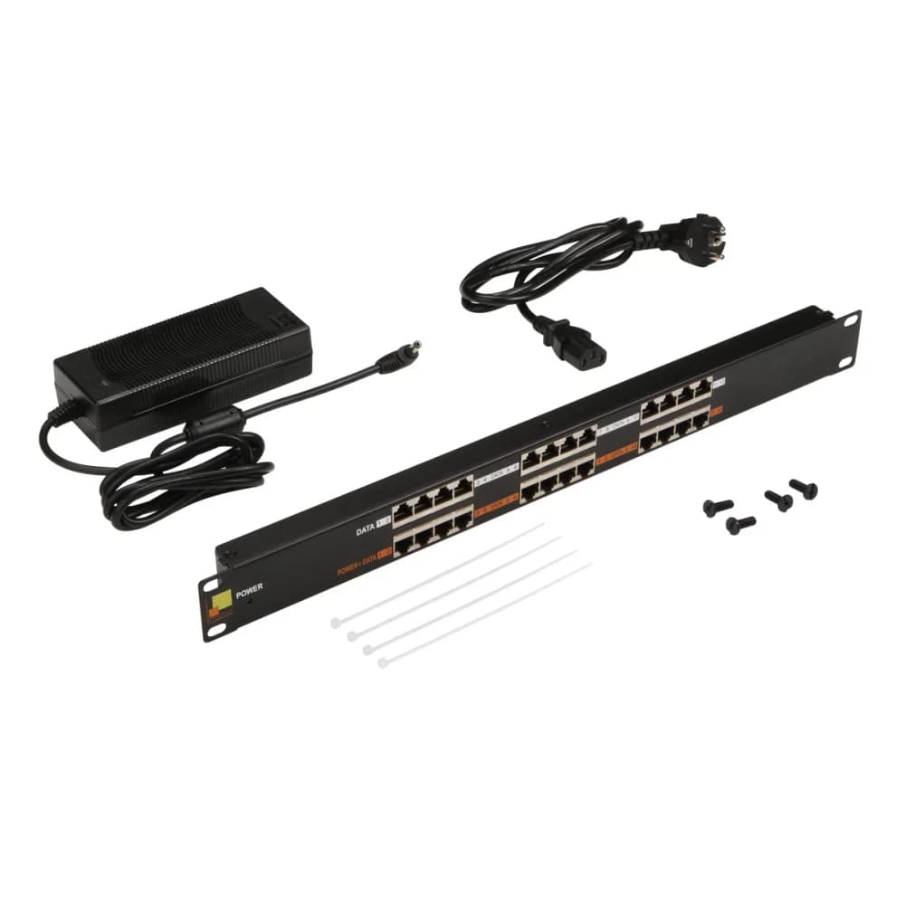 Панель POE 19", 12 портов, с одним блоком питания 48V, 120W