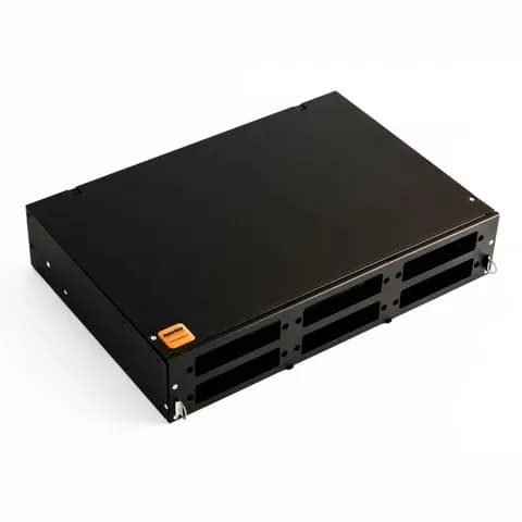Бокс оптический Hyperline FO-19V-2U-6xSLT-W130H30-48UN-BK Бокс оптический универсальный 19" выдвижной, с полкой, от 8 до 48 портов (SC, duplex LC, ST, FC), со сплайс пластиной, без пигтейлов и прохо