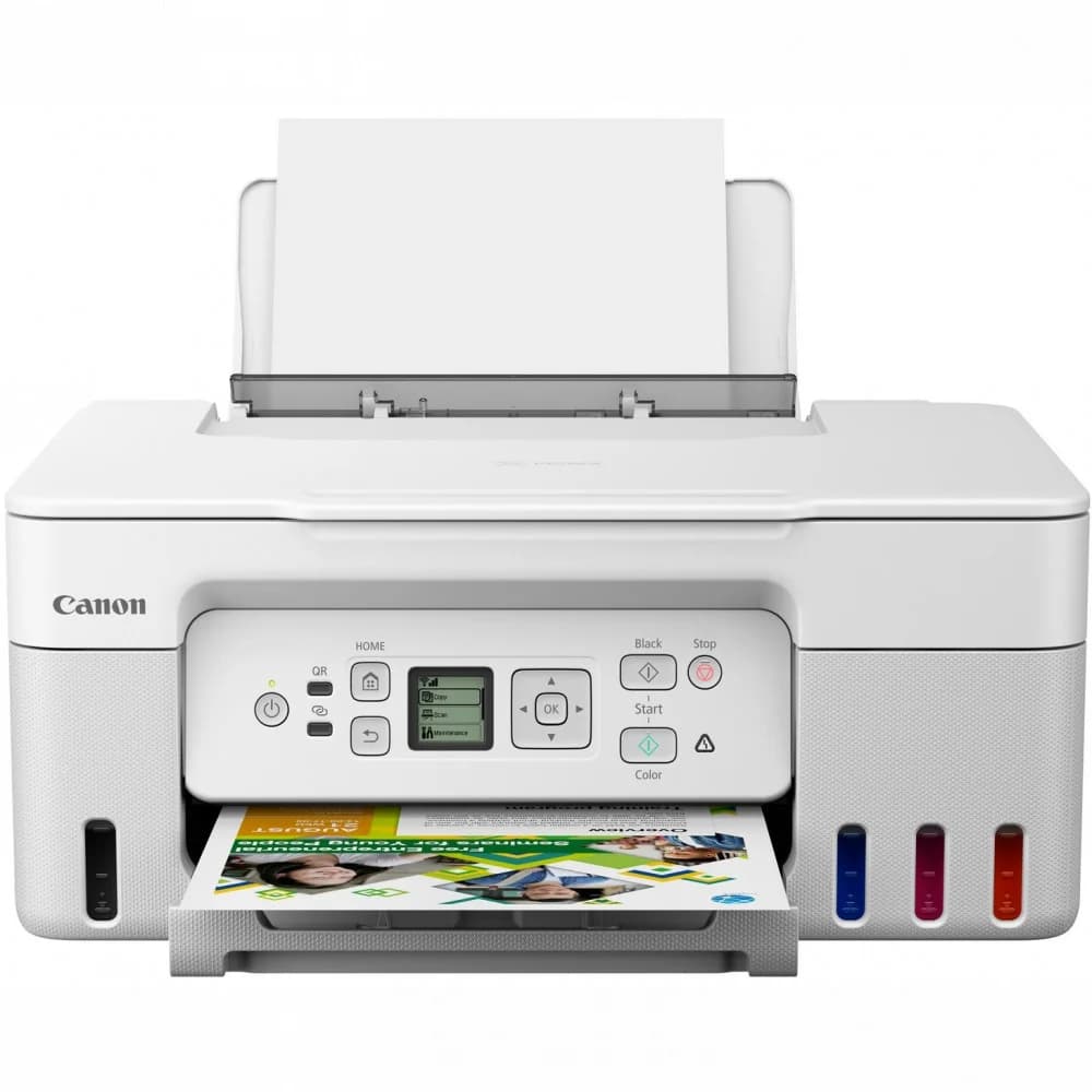 Цветное МФУ, Canon, Pixma G3470 White, 5805C029AA, A4, PGBK/C/M/Y, 11 изобр./мин, 3.5 мс/линия, ёмкость лотка - 100 листов, 100–240 В, 50/60 Гц, USB, WiFi, Белый