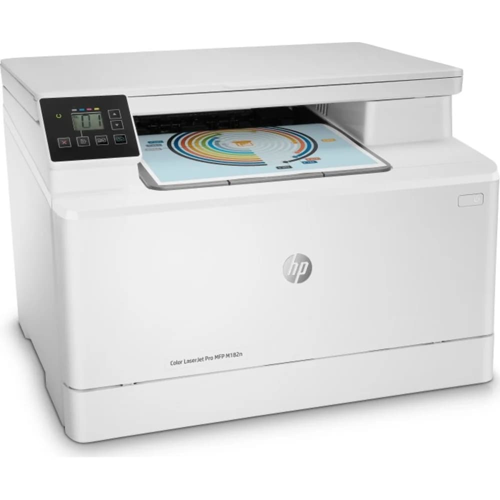МФУ HP 7KW54A Color LaserJet Pro MFP M182n Printer (A4) Printer/Scanner/Copier, 600 dpi, 800 MHz, 16 ppm, 256 MB DDR, 128 MB Flash, tray 150 pages, USB+Ethernet, Duty cycle 30000 pages