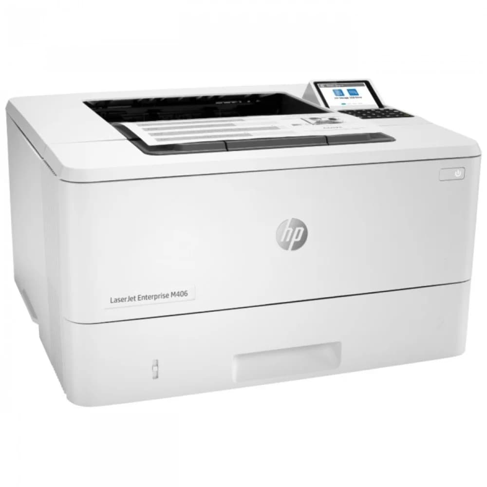 HP LaserJet Enterprise M406dn (A4, 1200dpi, 38ppm (40 HP high speed), 1Gb, 2trays 100+250, USB/GigEth, Duplex, 1y war, cart. in box 3000, drivers/software not included)