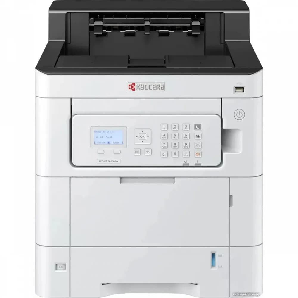 Цветной Лазерный принтер Kyocera ECOSYS PA4000cx (A4, 1200 dpi, 1Gb, 40 ppm, дуплекс, USB 2.0, Gigabit Ethernet, комплект стартовых тонеров)