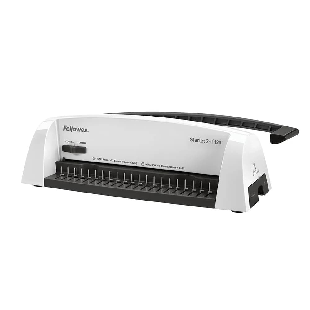 Переплетная машина Fellowes Starlet 2+, дырокол 12 листов, переплет до 120 листов (16мм),White-Black