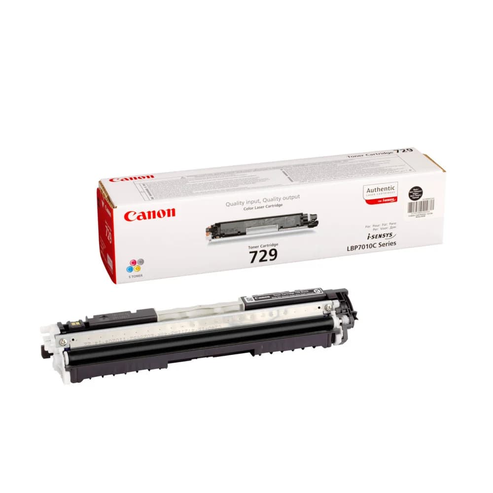КартриджCanon/729B/Лазерныйцветной/черный Совместимость: Canon LBP7018C, LBP7010C Ресурс (при 5% заполненности листа): 1200 Тип: Картридж Цвет: Черный
