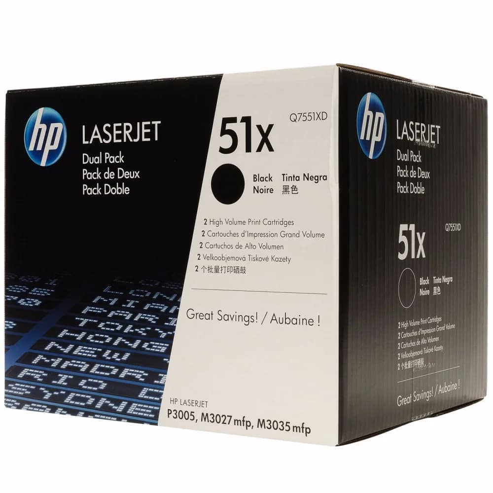 HP LaserJet Q7551X Dual Pack Black Print Cartridges