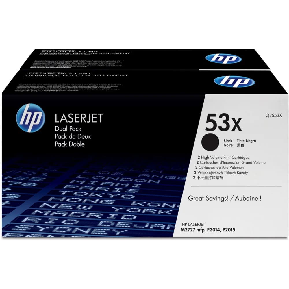 HP LaserJet Q7553X Dual Pack Black Print Cartridges