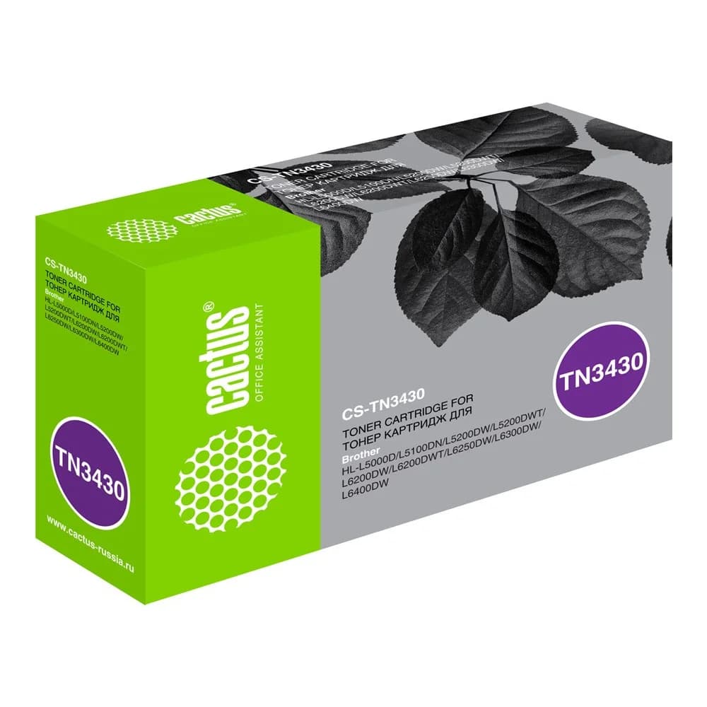 Тонер Brother TN3430 черный для HL-L5000D, HL-L5100DN, HL-L5100DNT, HL-L5200DW, HL-L5200DWT, HL-L6250DN, HL-L6300DW, HL-L6300DWT, HL-L6400DW, HL-L6400DWT, DCP-L5500DN, DCP-L6600DW, MFC-L5700DN, MFC-