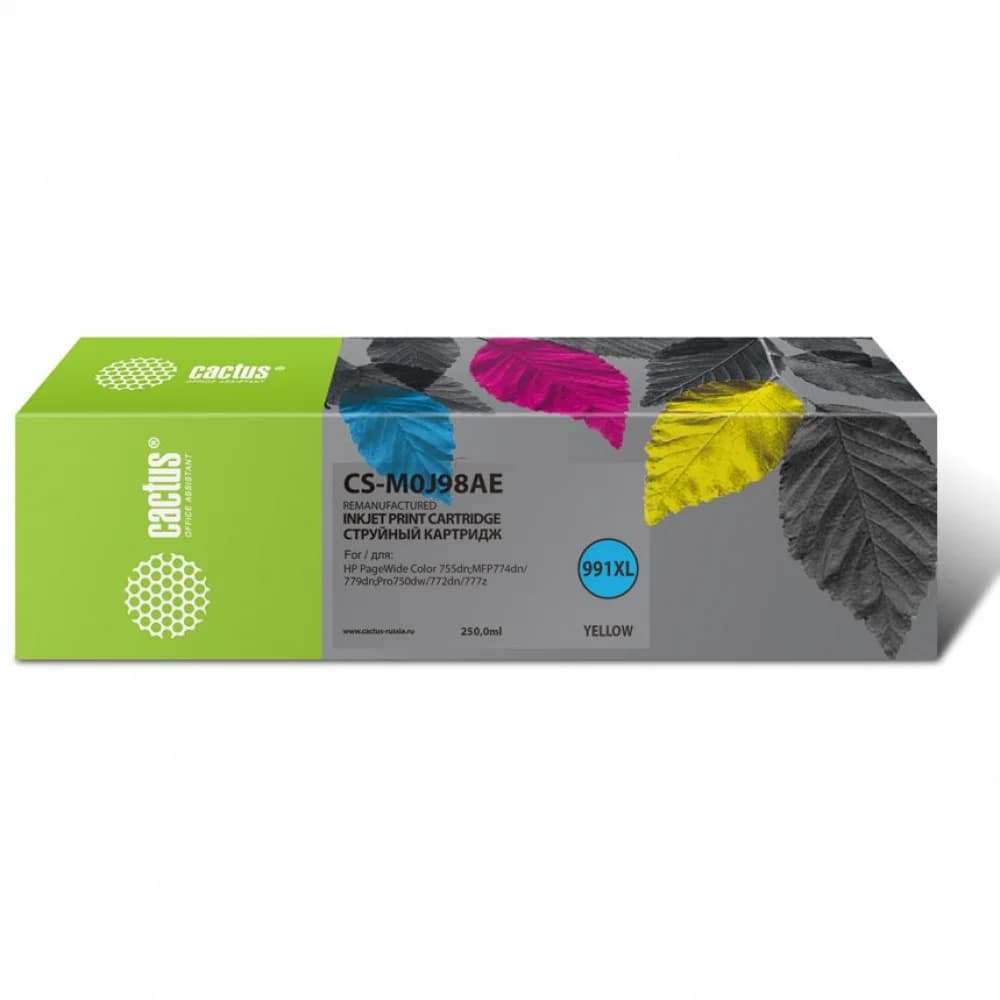 Картридж струйный Cactus 991XL CS-M0J98AE желтый (250мл) для HP PW 755dn/MFP774dn/779dn/Pro750dw/772dn
