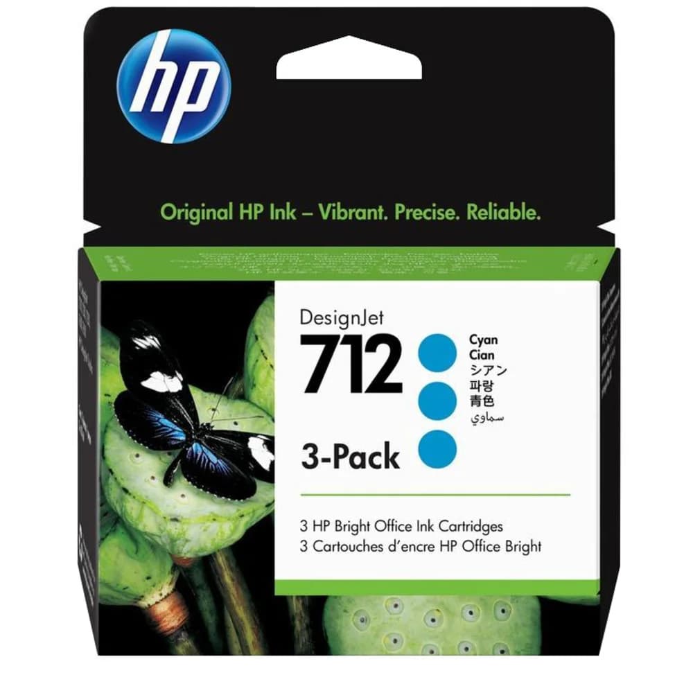 HP 712 3-Pack 29-ml Cyan DesignJet Ink Cartridge