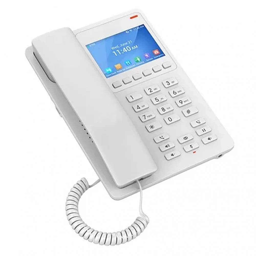 IP телефон, Grandstream, GHP630W, 2 учетные записи SIP, 2 линии, 1 порт Ethernet 10/100 PoE, Wi-Fi, цветной ЖК-дисплей 480x320 (3,5"), блок питания 12В/0,5А, Компактный гостиничный