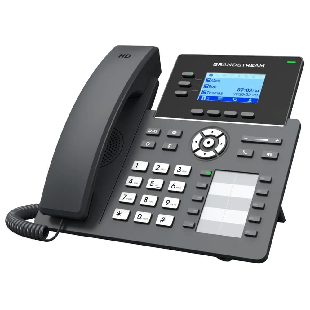 Grandstream GRP2604P, Carrier-Grade IP Phones, 3 lines, 6 SIP accounts, 10 BLF keys, 132 x 64 (2.48’’) backlit graphical LCD display, Dual 10/100/1000 Mbps Ethernet ports, HD audio, PoE (No PSU incl