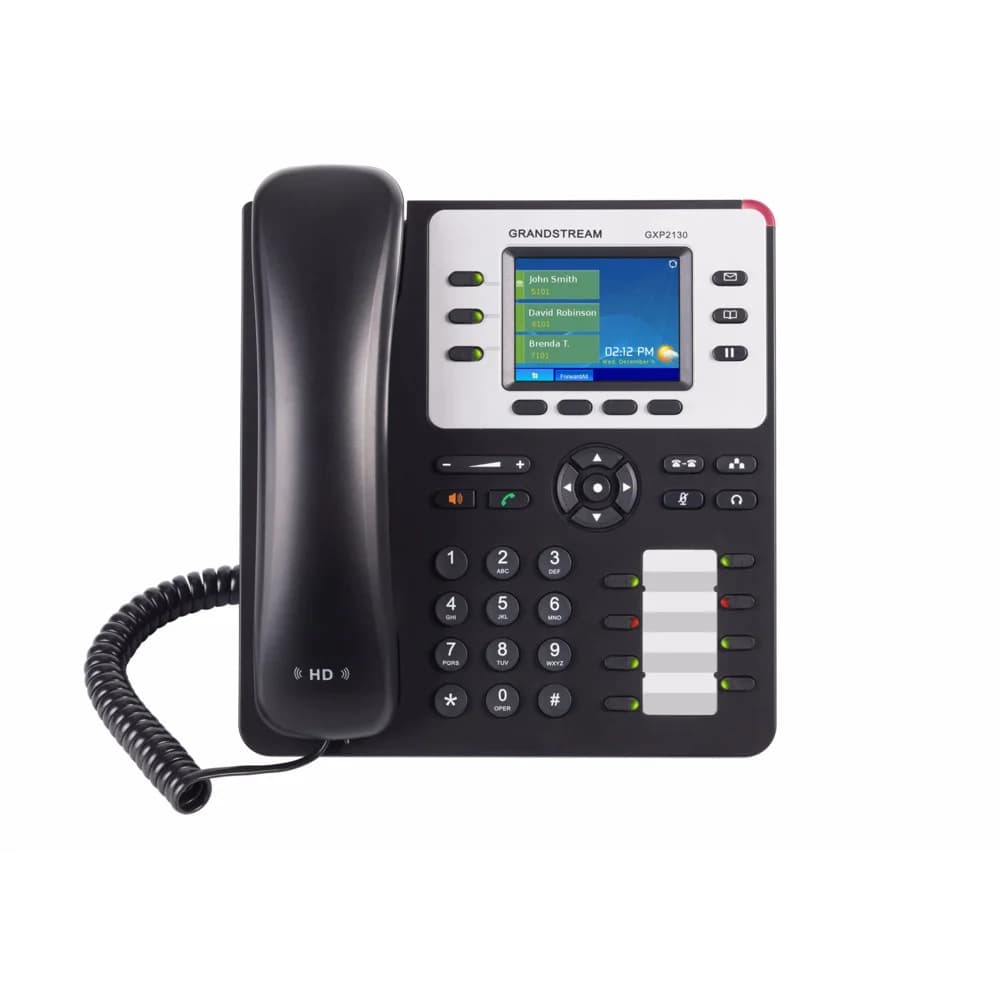 Grandstream GXP2130, PoE 3-line Enterprise HD IP Phone, 320x240 TFT color LCD, Bluetooth, dual GigE ports with 802.3af PoE, (with power supply) Цветной TFT LCD-дисплей с разрешением 320x240 точек 3