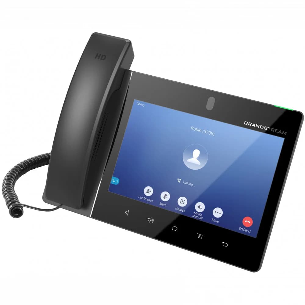 IP-видеотелефон, Grandstream, GXV3480, 16 SIP-аккаунтов, 16 линий, 2x GbE PoE, Wi-Fi, цветной сенсорный ЖК-экран 1280x800 (8.0"), камера 2 Мп, Android, блок питания 12 В / 1.5 А