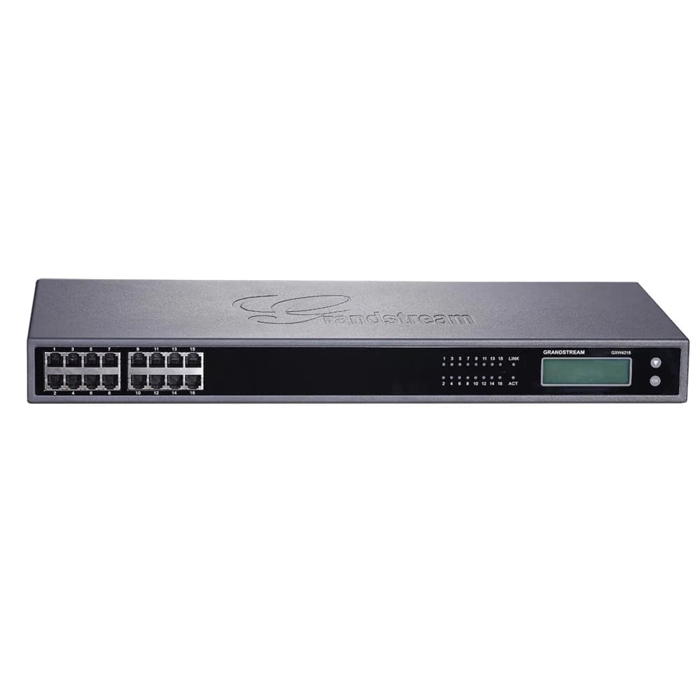 Grandstream GXW4216, 16 x RJ11 FXS ports and 1 x 50-pin Telco connector, 1 x 10M/100/1000 Mbps auto-sensing RJ45 port, G.711, G. 723, G.726