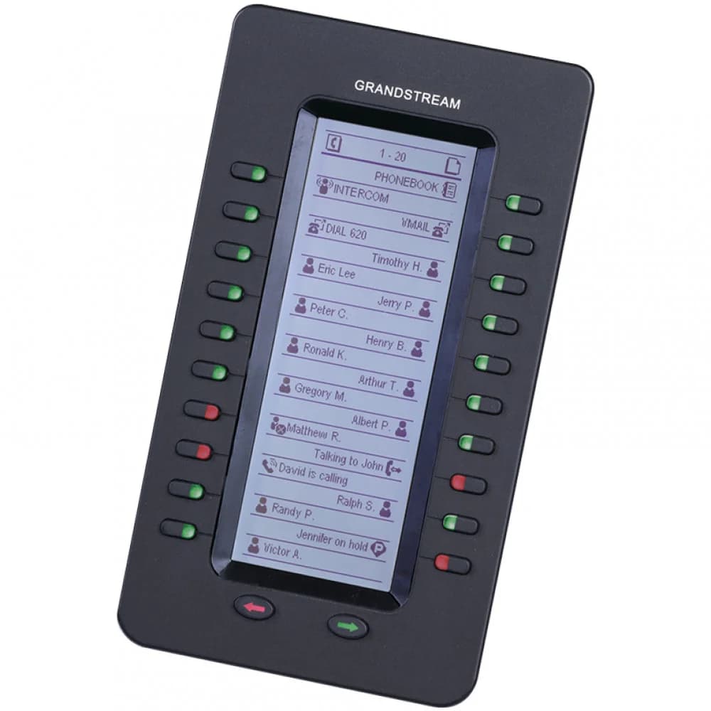 Модуль расширения клавиатуры, Grandstream, GXP2200EXT, ЖК-дисплей 128x384 с подсветкой, 20 двухцветных кнопок, 2 страницы, последовательное подключение до 4 модулей