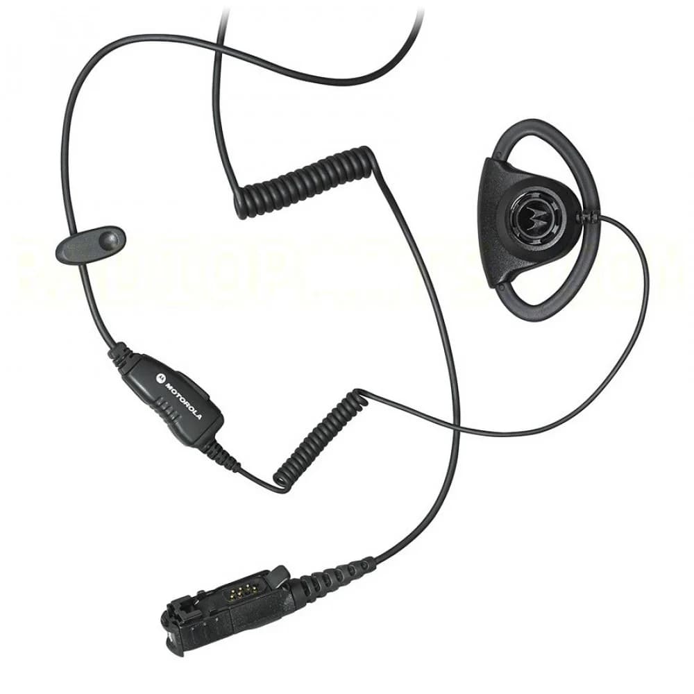 Гарнитура (наушник с D-креплением) Motorola PMLN6757A с кнопкой PTT (черная) для р/ст DP2000/DP3441