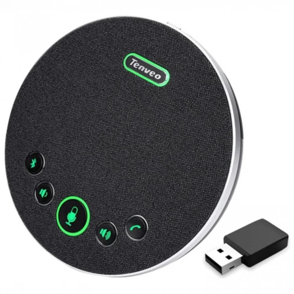 TENVEO Микрофон TEVO-M3B Микрофон Tevo-M3B (Bluetooth ) Беспроводной USB-С спикерфон. Направленность на 360 градусов, Радиус захвата звука 5 м. Подавление эха и шумоподавление. Аккумулятор 2400 мАч.