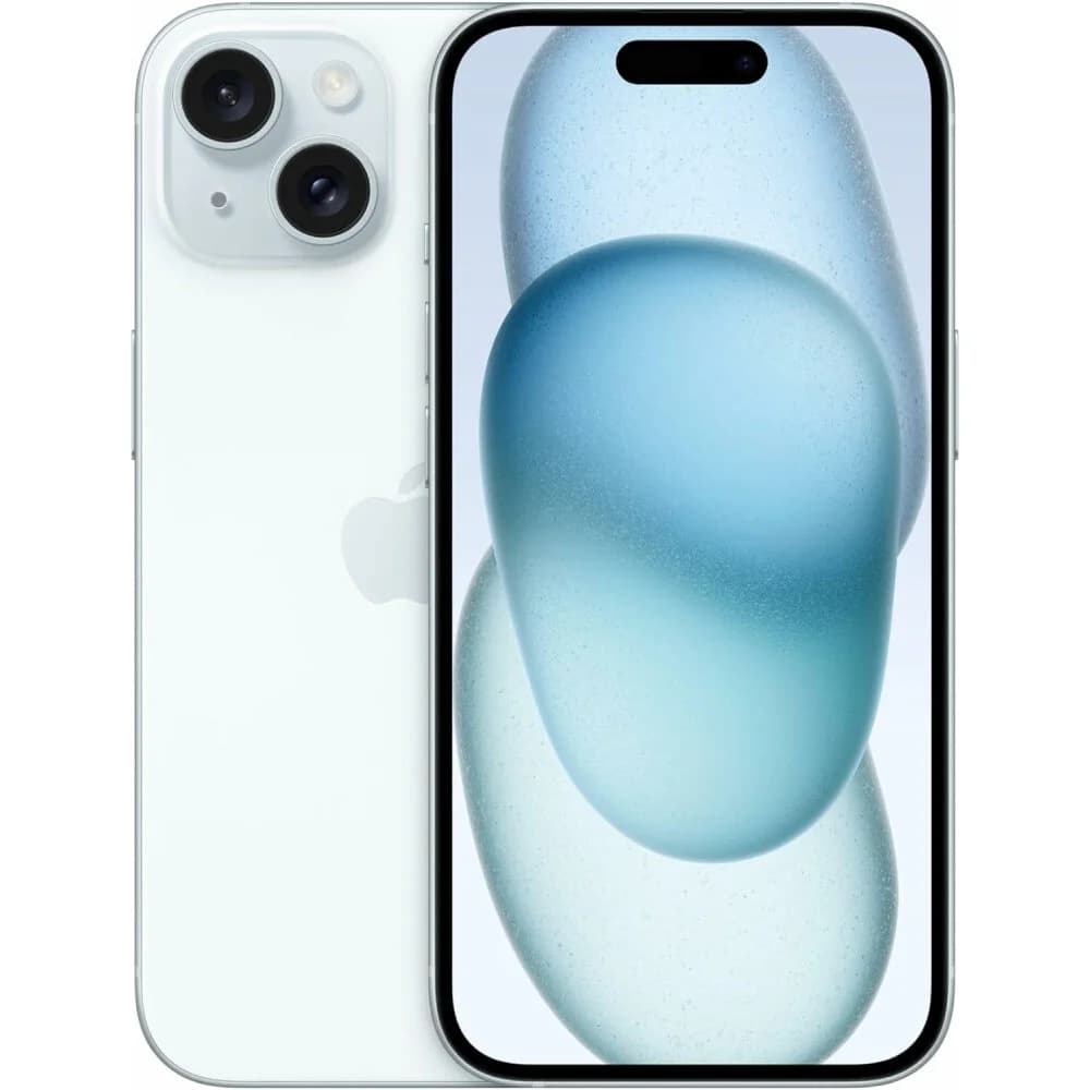 Смартфон Apple A3092 iPhone 15 128Gb голубой моноблок 3G 4G 2Sim 6.1" 1179x2556 iOS 17 48Mpix 802.11 a/b/g/n/ac/ax NFC GPS Protect