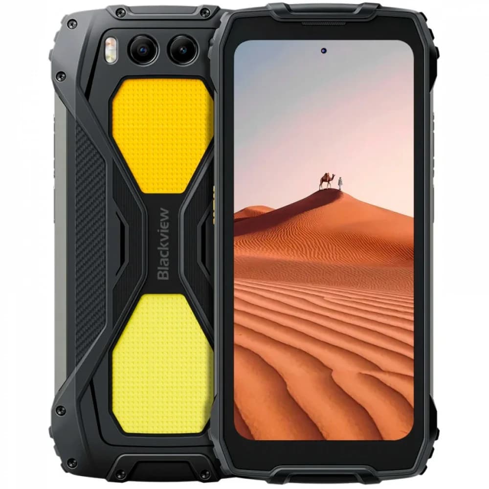 "Смартфон BlackView BV7300 MT6769V/CB Helio G81 (2.0) 8С RAM6Gb ROM256Gb 6,67"" HD+ IPS 720x1604 3G 4G Android 14 черный/желтый 32+50Mpix/20Mpix night vision NFC GPS 802.11 a/b/g/n/ac GSM BT5.3 Touc