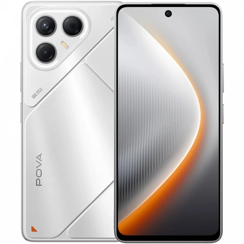 Смартфон Tecno Pova 7 5G 256Gb 8Gb серебристый моноблок 3G 4G 2Sim 6.78" 1080x2460 Android 15 50Mpix 802.11 a/b/g/n/ac/ax NFC GPS GSM900/1800 Protect microSD max1024Gb