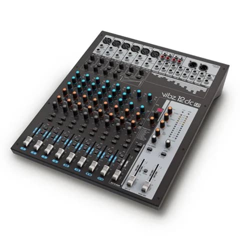 LD SYSTEMS Микшер LDVIBZ12DC, Микшерный пульт на 12 каналов. Секция цифровых эффектов с 100 предустановками. 6 микрофонных каналов, 4 линейных стерео входа, эффективный 3-полосный контроль тона, 2 с