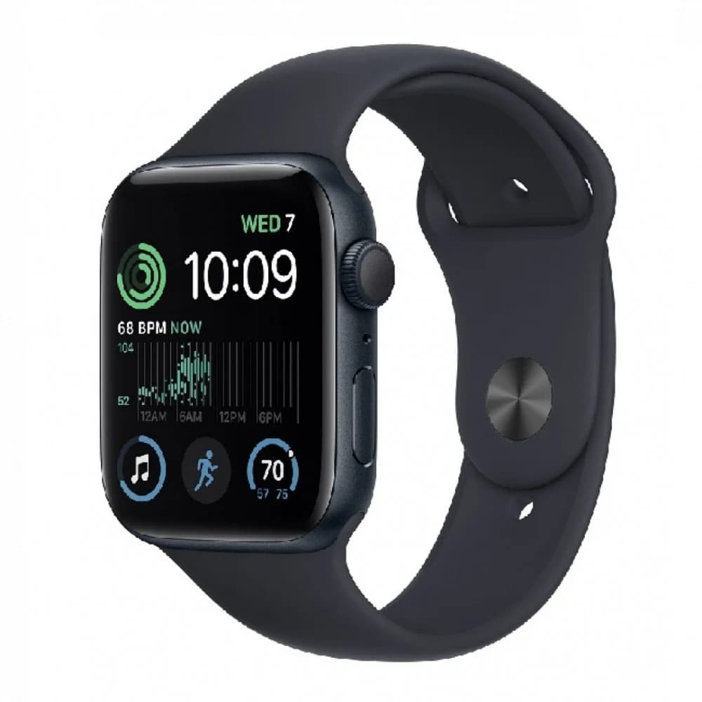 Apple Watch SE GPS, 44mm, Midnight Aluminium Case with, Midnight Sport Band - Regular (MNK03GK/A)
