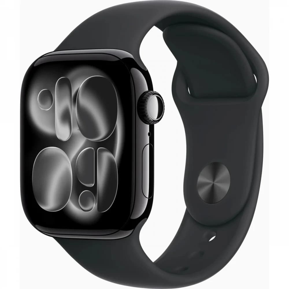 Смарт-часы Apple Watch Series 11 A3331 42мм OLED корп.черный Sport Band рем.черный разм.брасл.:M/L (MEQU4LW/A)