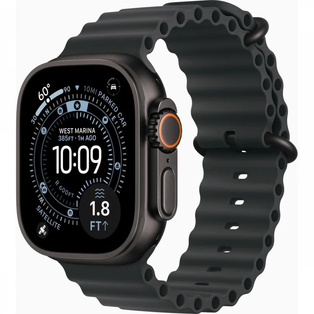 Смарт-часы Apple Watch Ultra 3 2025 A3281 49мм OLED корп.черный титан Ocean band рем.черный разм.брасл.:130-210мм (MF0J4ZP/A)