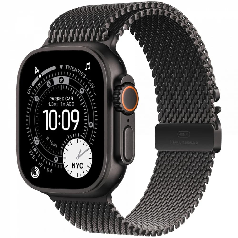 Apple Watch Ultra 3 GPS + Cellular 49mm Black Titanium Case with Black Titanium Milanese Loop - Medium,Model A3281