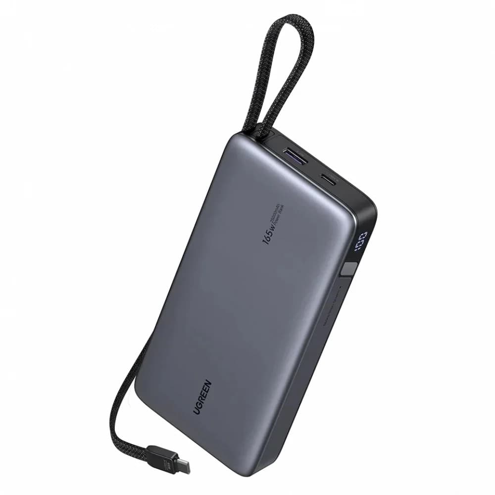 Пауэрбанк UGREEN PB552 55995B 25000mAh 165W 1C1A Power Bank with 1*140W amp 1*100W Built-in Cable