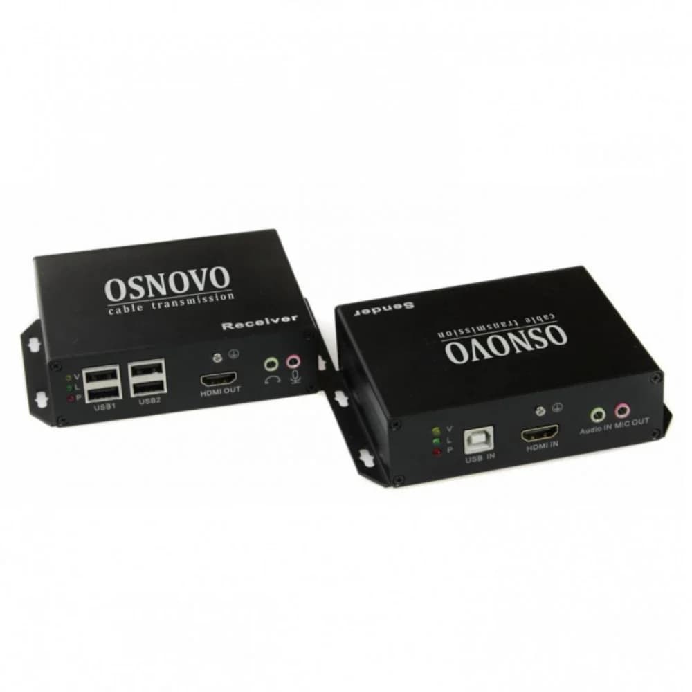 OSNOVO Комплект для передачи HDMI, USB, RS232, ИК-управления и аудио по сети Ethernet. Расстояние передачи "точка-точка" до 120м