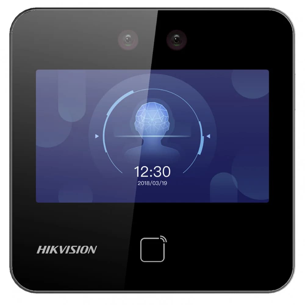 Контроллер доступа, Hikvision, DS-K1T343MWX, терминал распознавания лиц, 4,3-дюймовый сенсорный ЖК-экран,2-мегапиксельный широкоугольный объектив, встроенный модуль считывания карт M1,