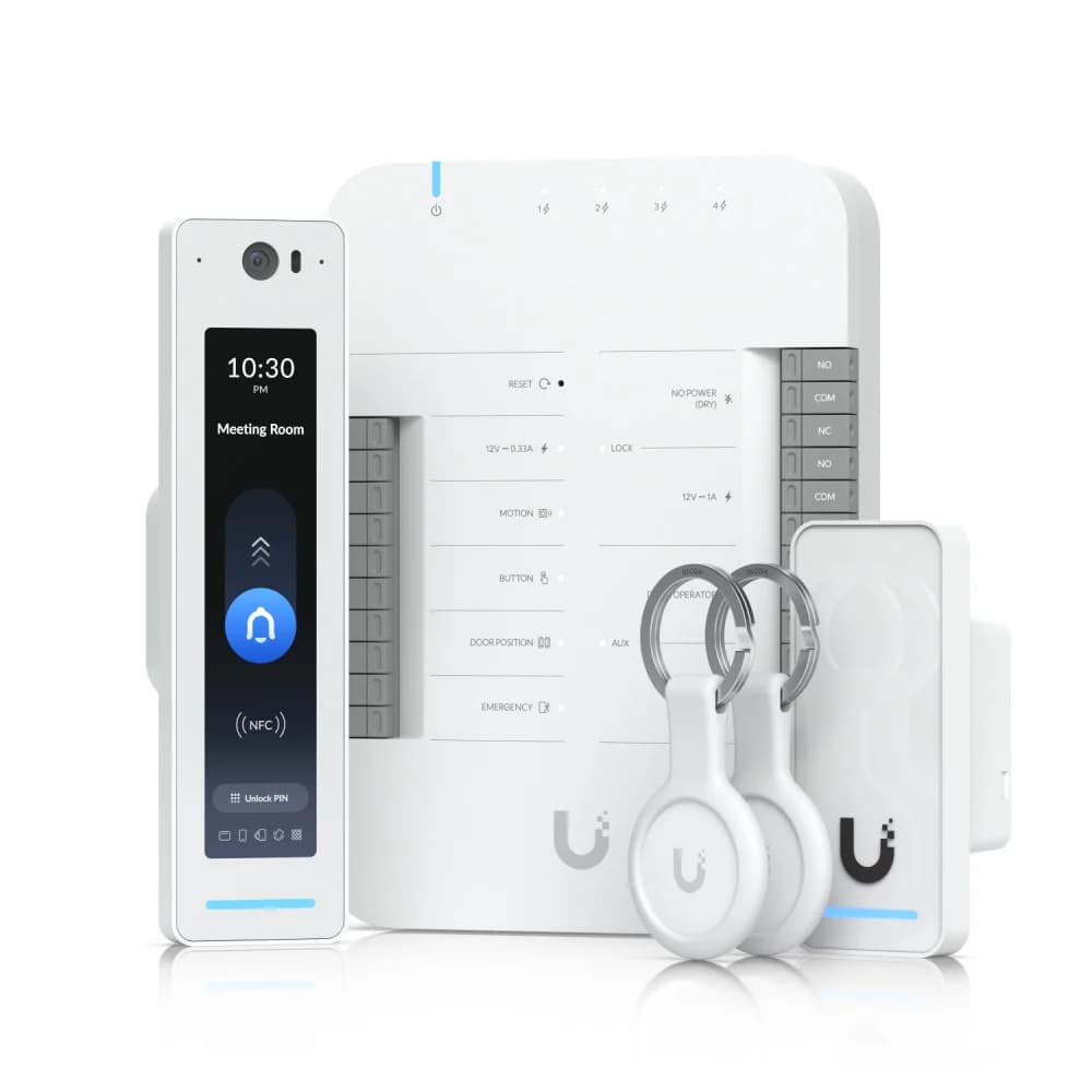 Starter kit that provides complete entry and exit control for a single door with two readers