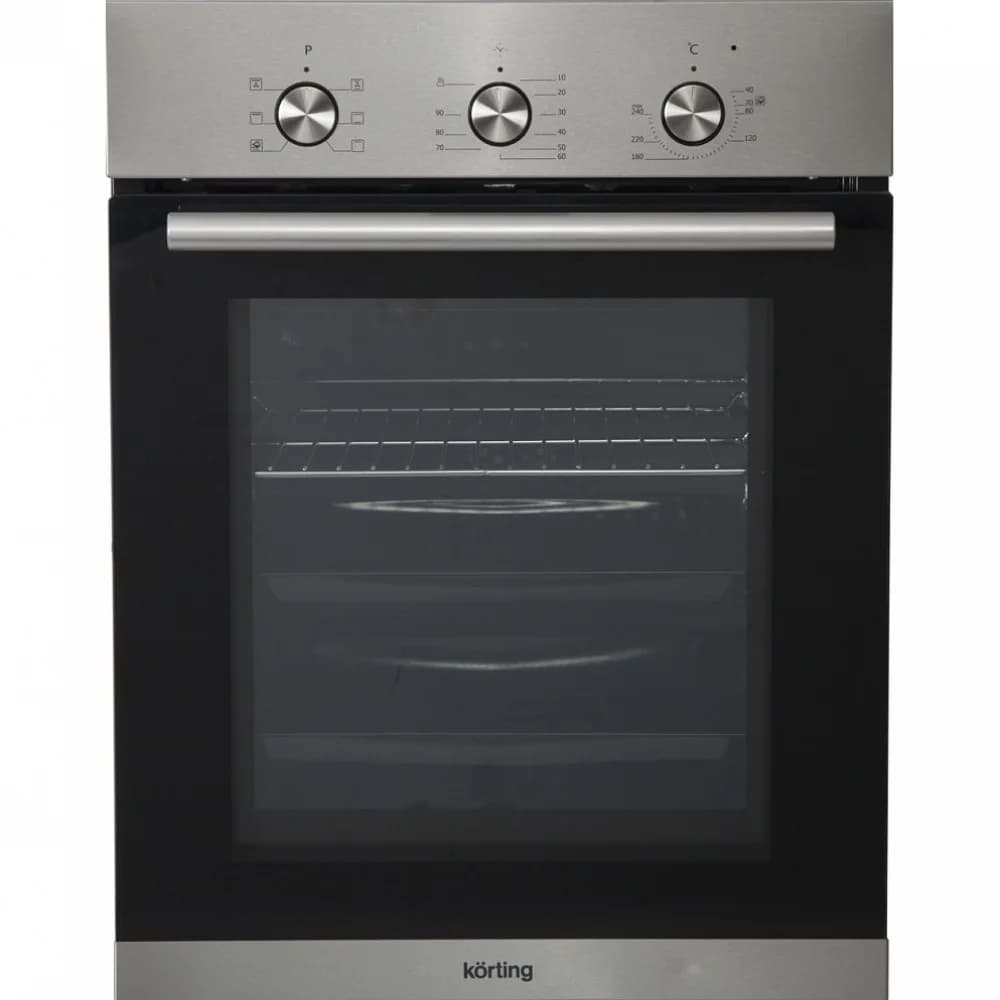 Встраиваемые электрические духовки Korting/ Crystal, 59.6 х 45 x 55 см, 6 режимов нагрева, механическое управление, утапливаемые переключатели, таймер, нержавеющая сталь