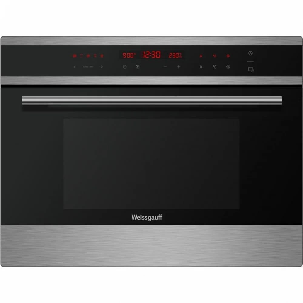 Духовой шкаф компактный с СВЧ, 45х59.5х55 см, 44 л, сенсорное управление, 7 режимов приготовления, 13-ти программное Автоменю, гриль, конвекция, черное стекло+нержавеющая сталь