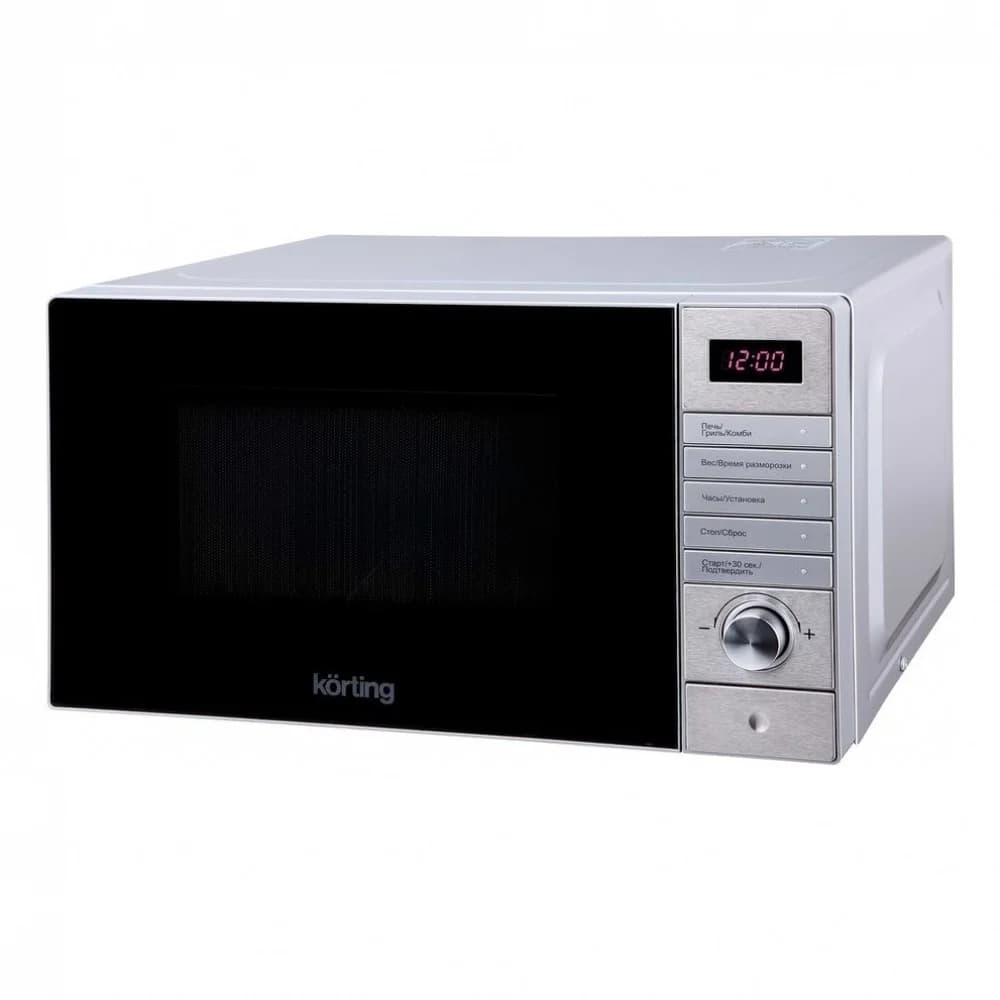 Микроволновые печи Korting/ 25.8х44х35 см, 20 л, 700 Вт, гриль: 1000 Вт, электронное управление, LED дисплей, 8 автопрограмм, нержавеющая сталь