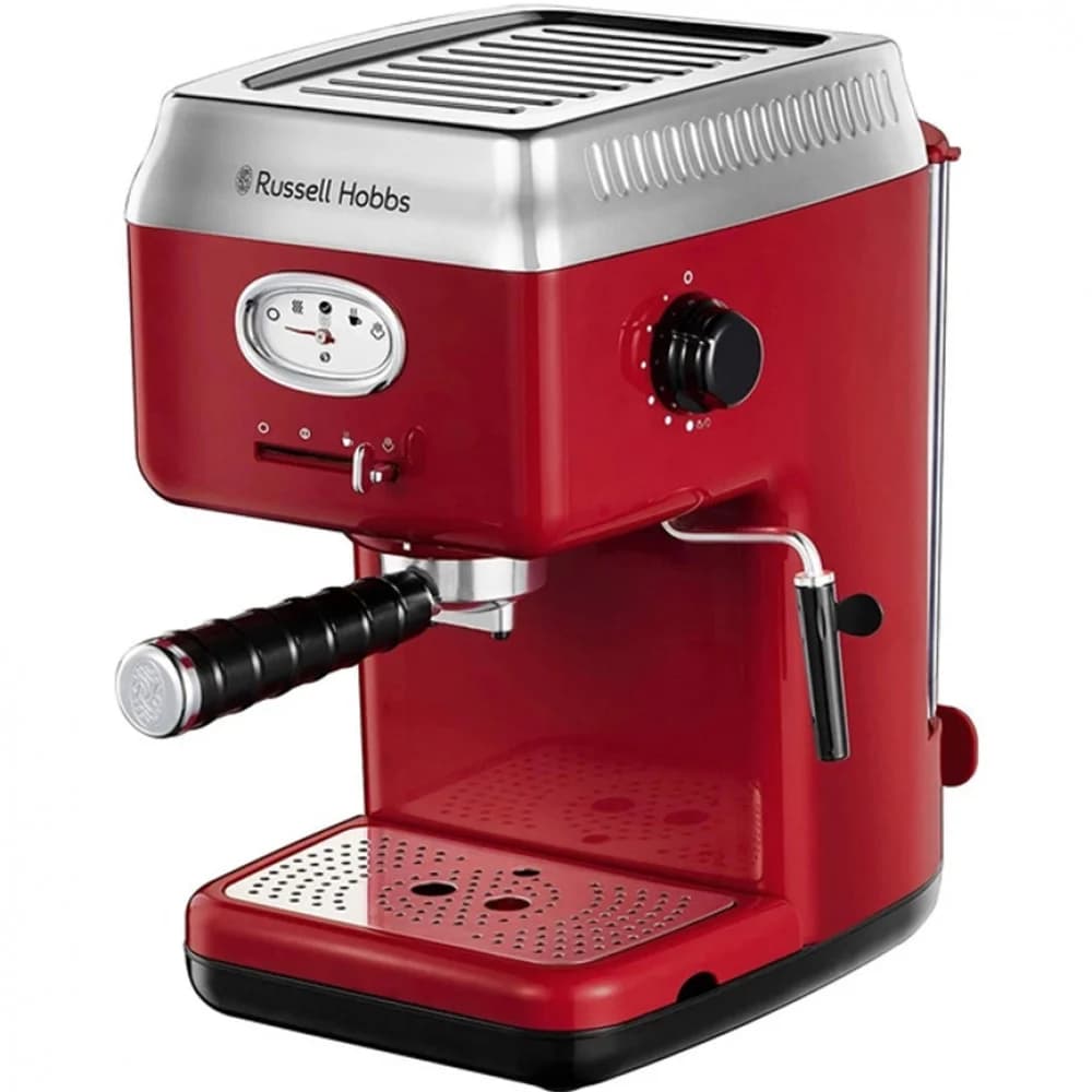 Кофеварка, Russell Hobbs, 28250-56, Мощность 1300Вт, Молотый тип используемого кофе, Объем 1.1л, Механическое управление, Давление 15 бар, Заваривание, Приготовление на пару, Предварительный нагрев,