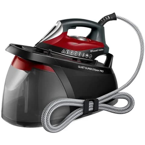 Парогенератор, Russell Hobbs, 24460-56, Мощность 2750W, Постоянная подача пара 315 г/мин, Керамическая подошва, Автоотключение, Вертикальное отпаривание, Оповещение о низком уровне воды, Красный