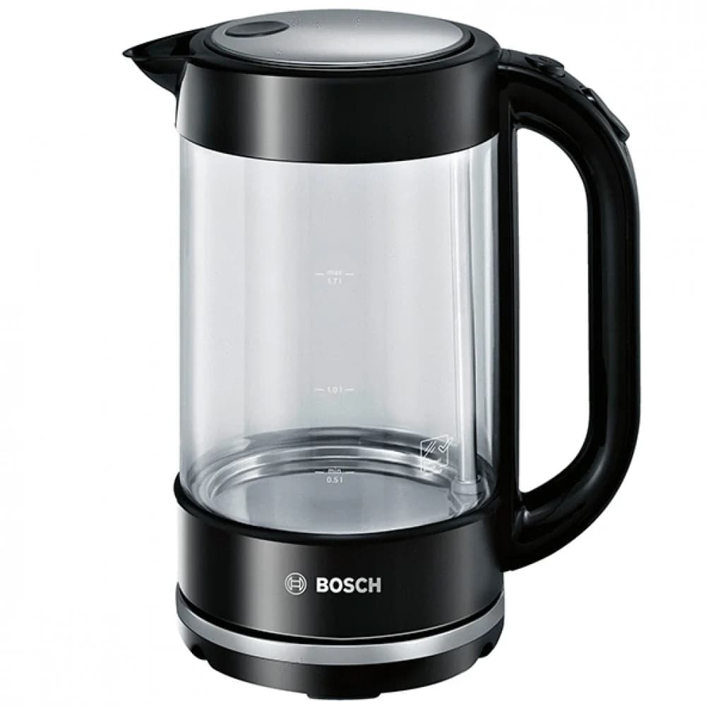 Чайник BOSCH/ 1.7 л, 2400 Вт, стекло, черный