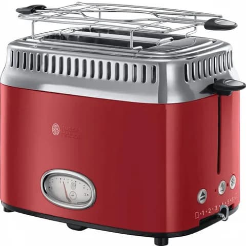 Тостер, Russell Hobbs, 21680-56, Мощность 1100Вт, 6 режимов обжаривания, 2 отделения, Таймер, Функция "Размораживание", Функция "Отмена", Функция «Пауза» во время приготовления, Красный
