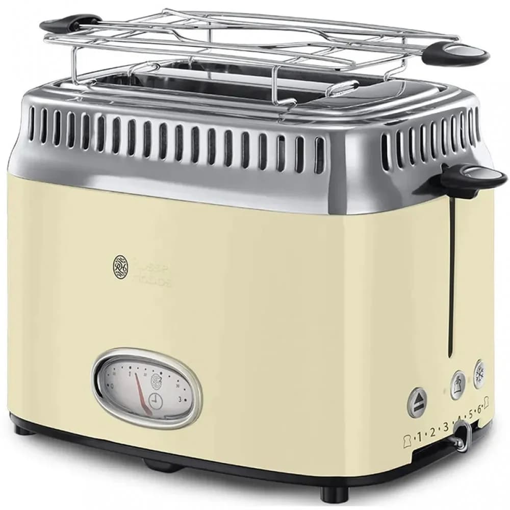 Тостер, Russell Hobbs, 21682-56, Мощность 1100Вт, 6 режимов обжаривания, 2 отделения, Таймер, Функция "Размораживание", Функция "Отмена", Функция «Пауза» во время приготовления, Кремовый