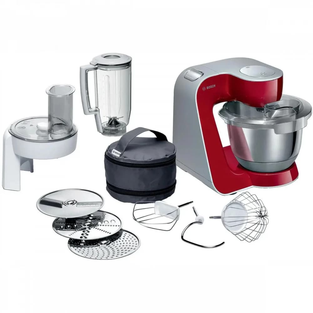 Кухонная машина Bosch MUM58720 планетар.вращ. 1000Вт красный/серебристый