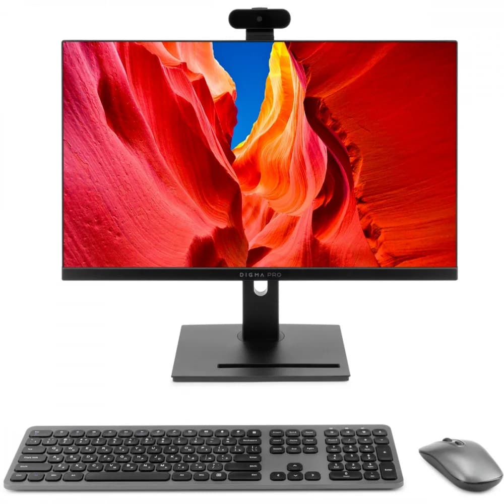 Моноблок Digma Pro Vision 23.8" Full HD Ryzen 7 7735U (1.8) 16Gb SSD512Gb RGr CR Windows 11 Pro Eth WiFi BT 90W клавиатура мышь Cam черный 1920x1080