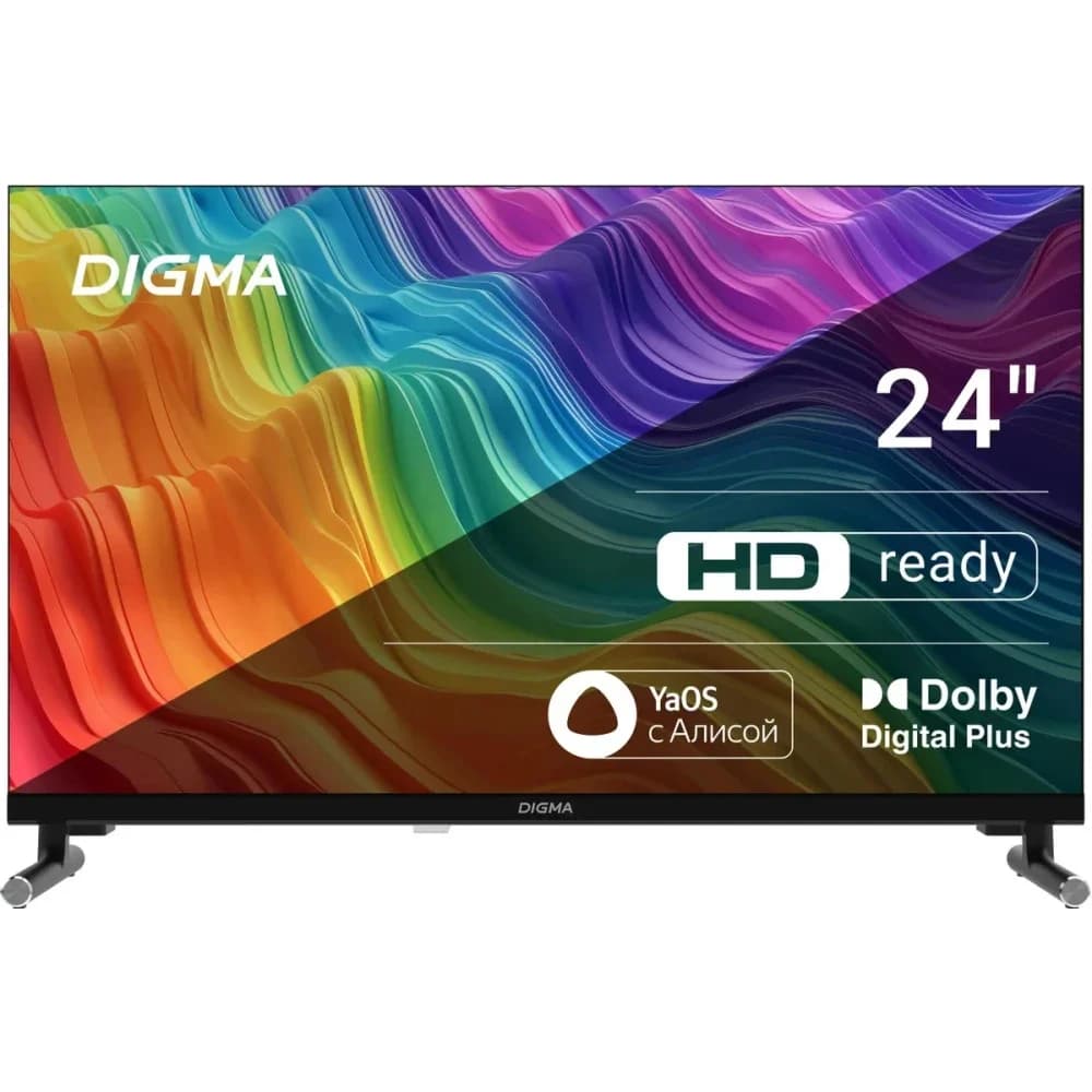 Телевизор LED Digma 24" DM-LED24SBB32 Яндекс.ТВ Frameless черный/черный HD 60Hz DVB-T DVB-T2 DVB-C DVB-S DVB-S2 USB WiFi Smart TV