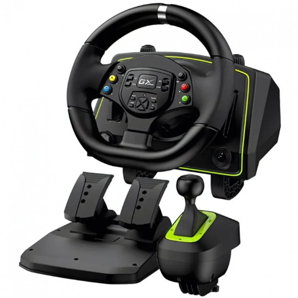 Руль Genius Speed Master X2, 18кн + 4-way D-Pad + 2 рычажка, коробка передач, газ/тормоз, USB, PS